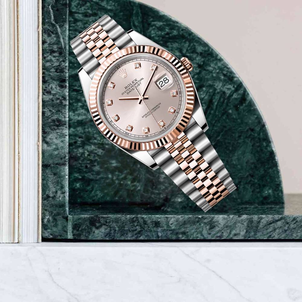 Rolex Datejust 41mm - Ref: 126331-0007 - Sundust Diamond Dial, Two Tone Stainless Steel & 18K Rose Gold Oyster Bracelet Men's Watch