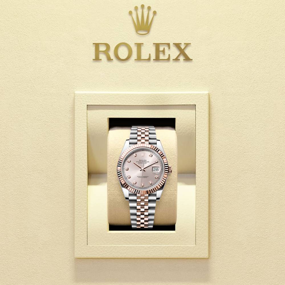 Rolex Datejust 41mm - Ref: 126331-0007 - Sundust Diamond Dial, Two Tone Stainless Steel & 18K Rose Gold Oyster Bracelet Men's Watch