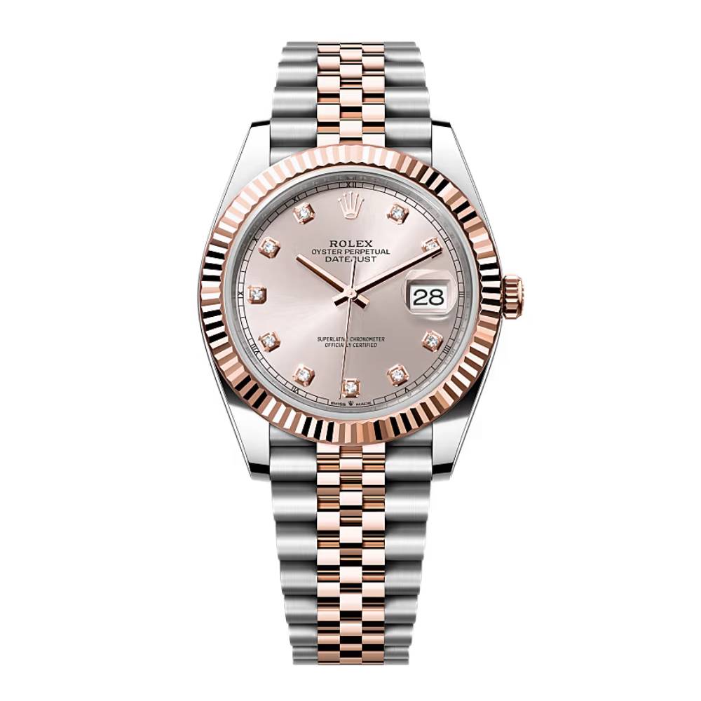 Rolex Datejust 41mm - Ref: 126331-0008 - Sundust Diamond Dial, Two Tone Stainless Steel & 18K Rose Gold Jubilee Bracelet Men's Watch