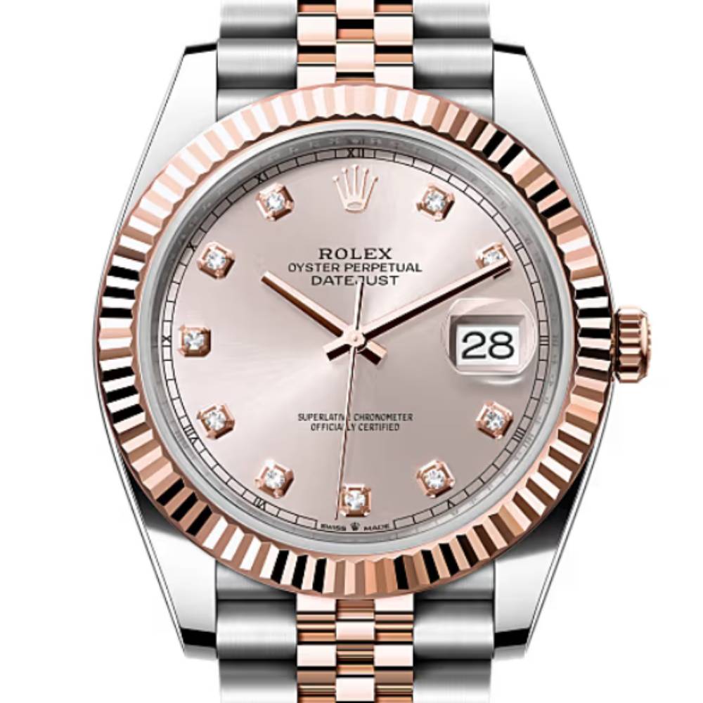 Rolex Datejust 41mm - Ref: 126331-0008 - Sundust Diamond Dial, Two Tone Stainless Steel & 18K Rose Gold Jubilee Bracelet Men's Watch