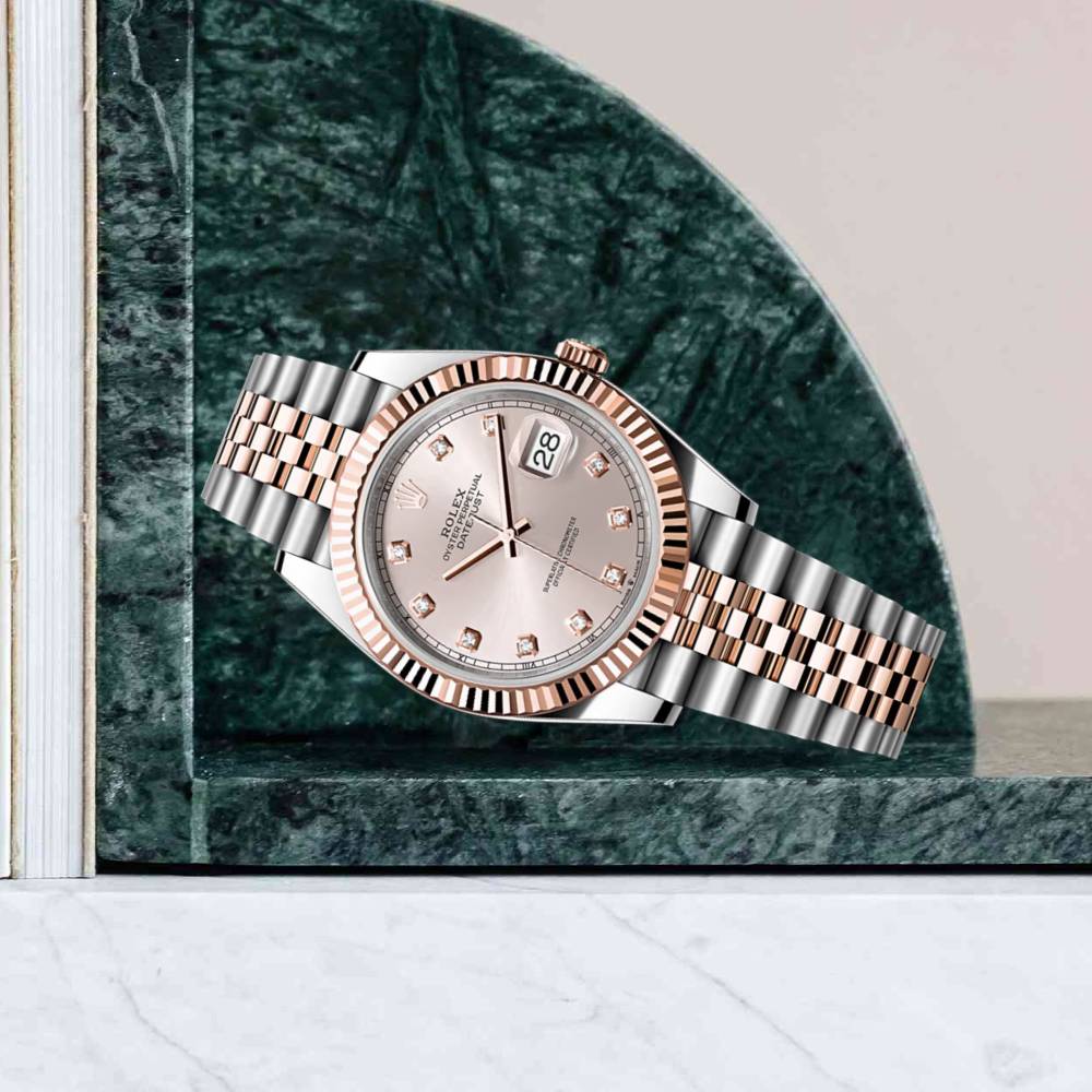 Rolex Datejust 41mm - Ref: 126331-0008 - Sundust Diamond Dial, Two Tone Stainless Steel & 18K Rose Gold Jubilee Bracelet Men's Watch