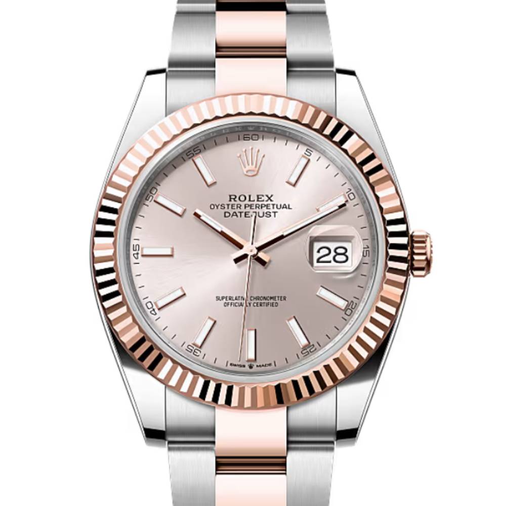 Rolex Datejust 41mm - Ref: 126331-0009 - Sundust Stick Dial, Two Tone Stainless Steel & 18K Rose Gold Oyster Bracelet Men's Watch