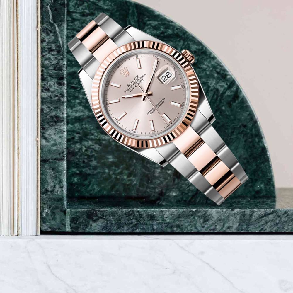 Rolex Datejust 41mm - Ref: 126331-0009 - Sundust Stick Dial, Two Tone Stainless Steel & 18K Rose Gold Oyster Bracelet Men's Watch