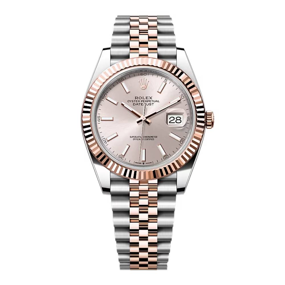 Rolex Datejust 41mm - Ref: 126331-0010 - Sundust Stick Dial, Two Tone Stainless Steel & 18K Rose Gold Jubilee Bracelet Men's Watch