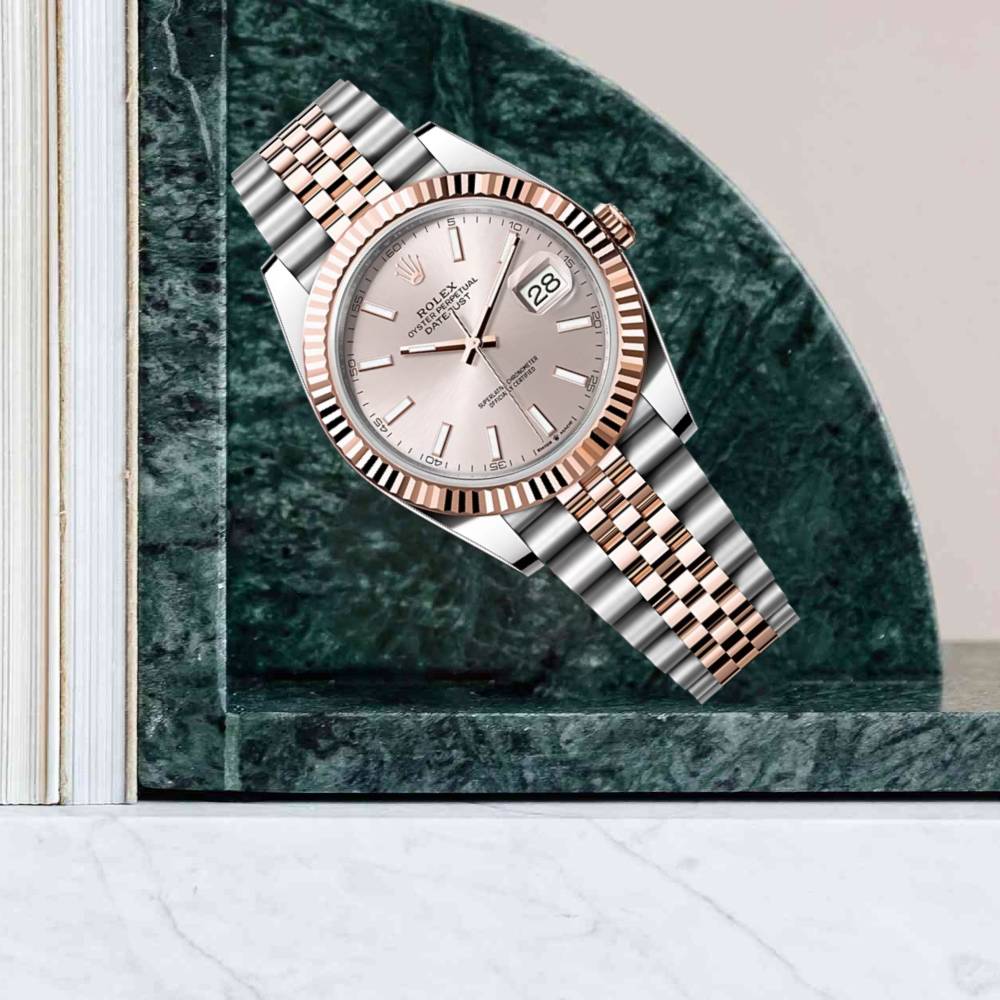 Rolex Datejust 41mm - Ref: 126331-0010 - Sundust Stick Dial, Two Tone Stainless Steel & 18K Rose Gold Jubilee Bracelet Men's Watch