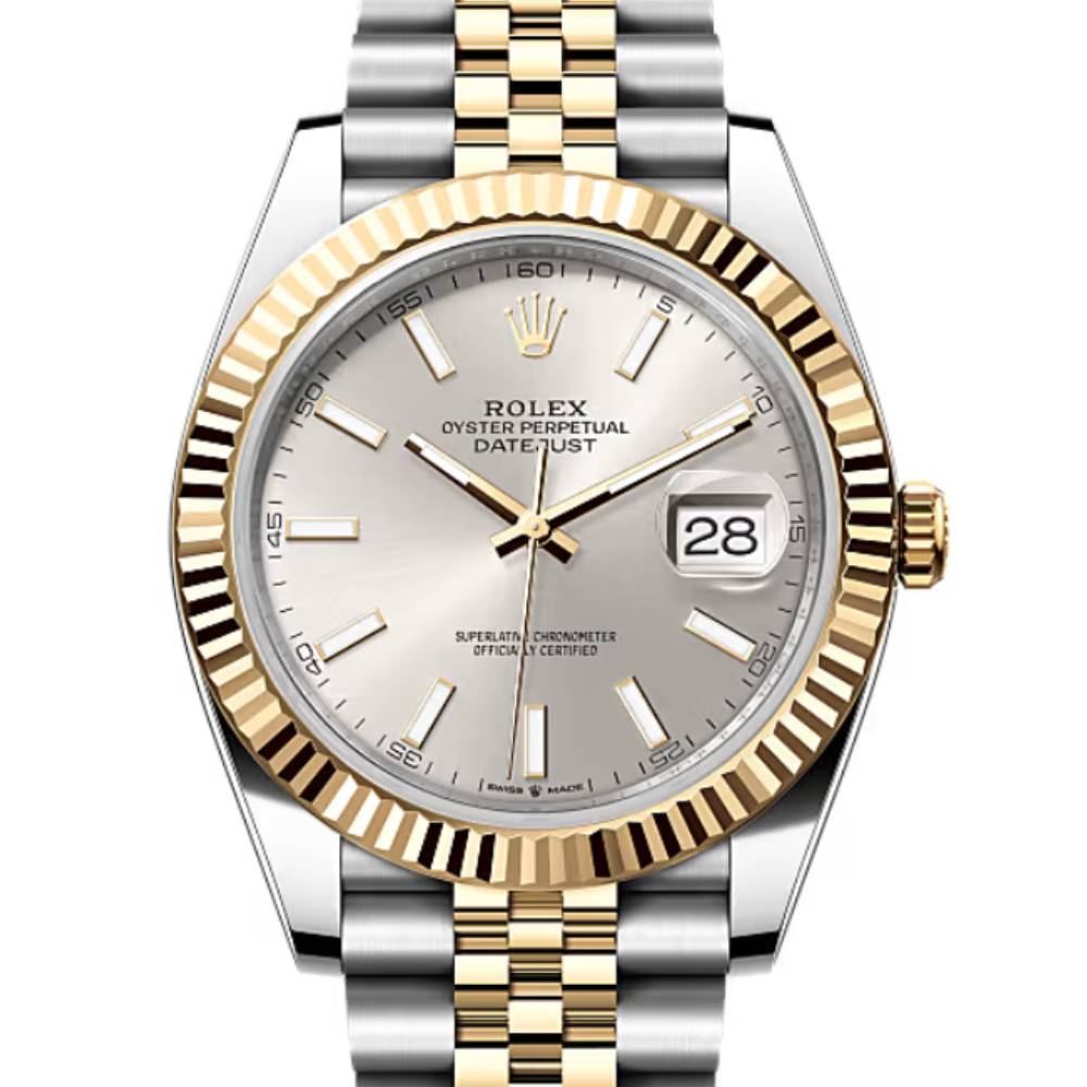 Rolex Datejust 41mm - Ref: 126333-0002 - Silver Diamond Dial, Two Tone Stainless Steel & 18K Yellow Gold Jubilee Bracelet Men's Watch