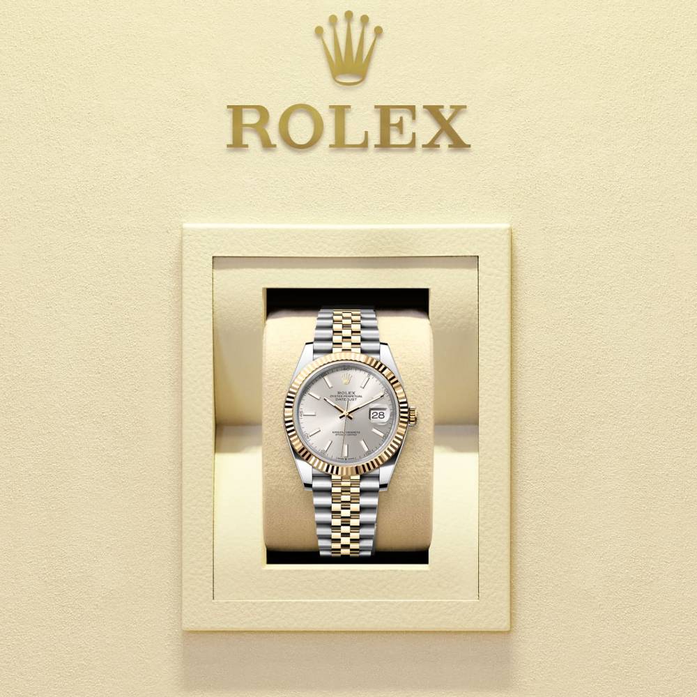 Rolex Datejust 41mm - Ref: 126333-0002 - Silver Diamond Dial, Two Tone Stainless Steel & 18K Yellow Gold Jubilee Bracelet Men's Watch