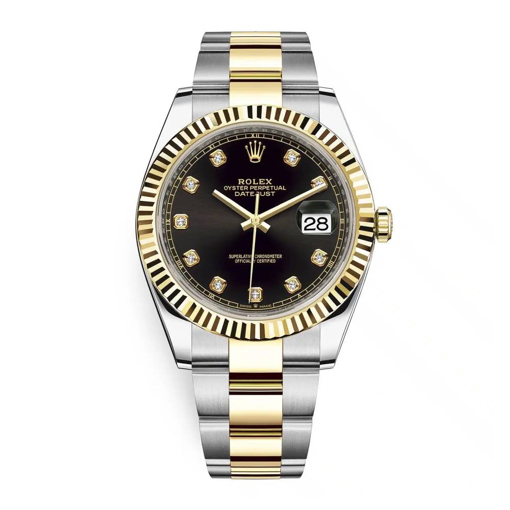 Rolex Datejust 41mm - Ref: 126333-0005 - Black Diamond Dial, Two Tone Stainless Steel & 18K Yellow Gold Oyster Bracelet Men's Watch