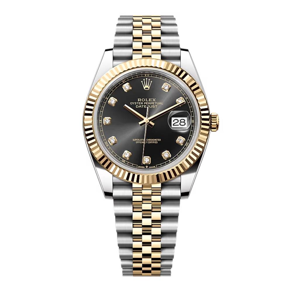 Rolex Datejust 41mm - Ref: 126333-0006 - Black Diamond Dial, Two Tone Stainless Steel & 18K Yellow Gold Jubilee Bracelet Men's Watch