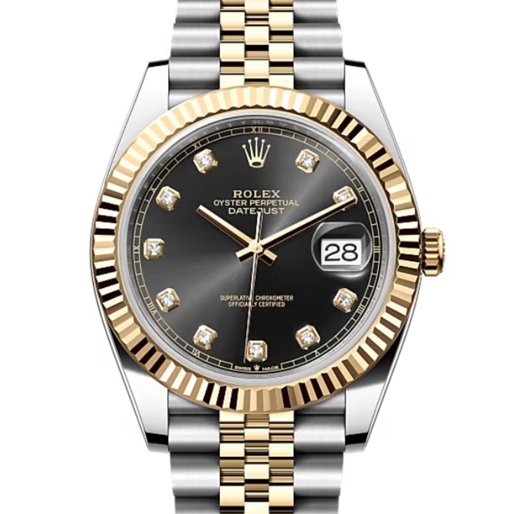 Rolex Datejust 41mm - Ref: 126333-0006 - Black Diamond Dial, Two Tone Stainless Steel & 18K Yellow Gold Jubilee Bracelet Men's Watch