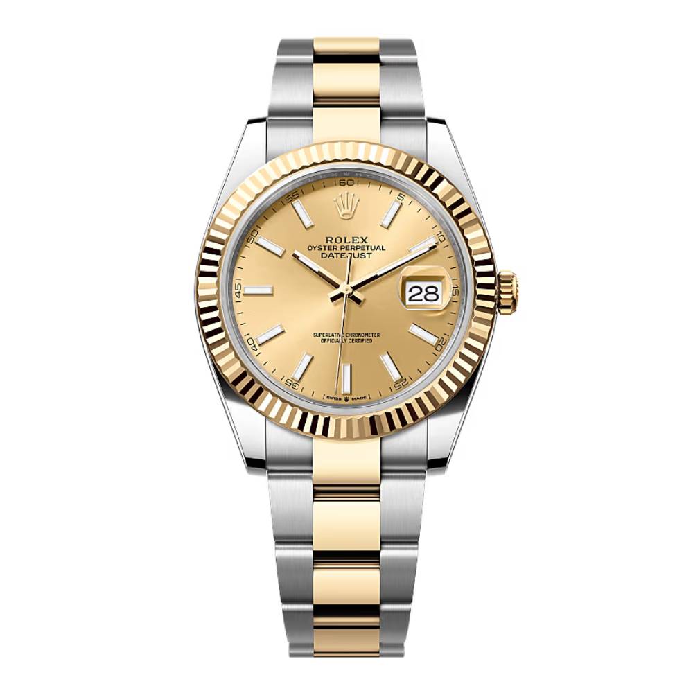 Rolex Datejust 41mm - Ref: 126333-0009 - Champagne Stick Dial, Two Tone Stainless Steel & 18K Yellow Gold Jubilee Bracelet Men's Watch