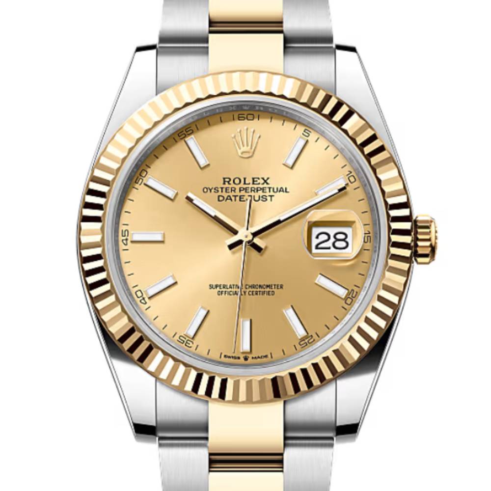 Rolex Datejust 41mm - Ref: 126333-0009 - Champagne Stick Dial, Two Tone Stainless Steel & 18K Yellow Gold Jubilee Bracelet Men's Watch