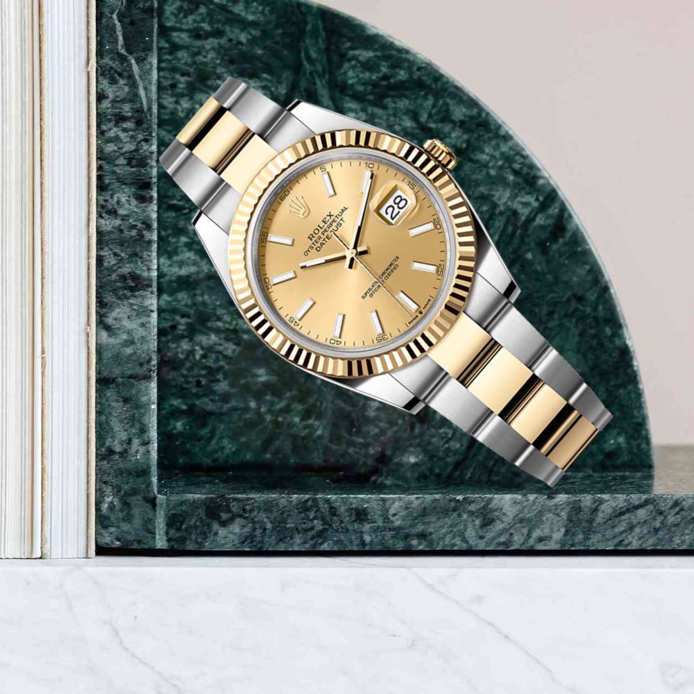 Rolex Datejust 41mm - Ref: 126333-0009 - Champagne Stick Dial, Two Tone Stainless Steel & 18K Yellow Gold Jubilee Bracelet Men's Watch