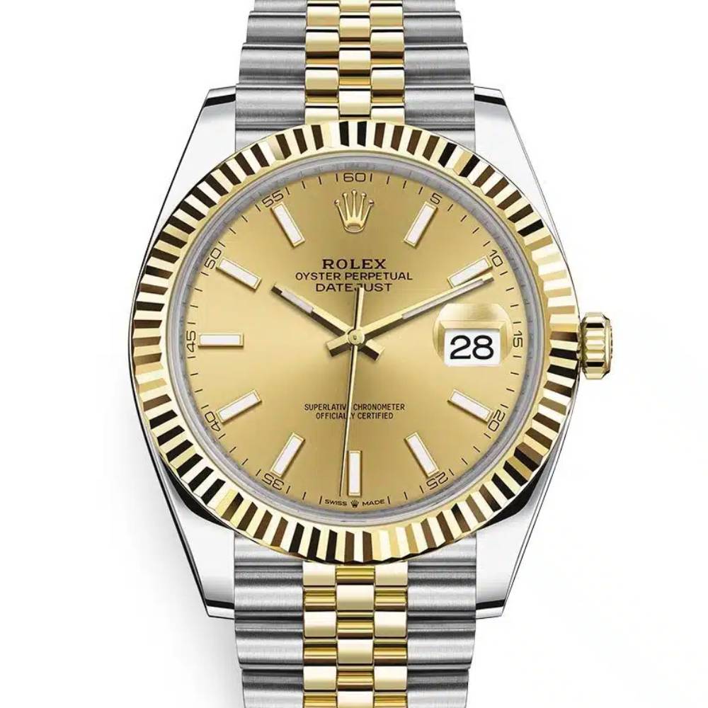 Rolex Datejust 41mm - Ref: 126333-0010 - Champagne Stick Dial, Two Tone Stainless Steel & 18K Yellow Gold Jubilee Bracelet Men's Watch