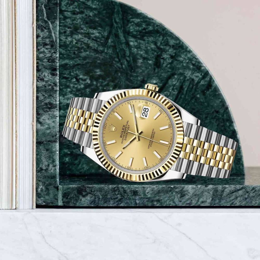 Rolex Datejust 41mm - Ref: 126333-0010 - Champagne Stick Dial, Two Tone Stainless Steel & 18K Yellow Gold Jubilee Bracelet Men's Watch