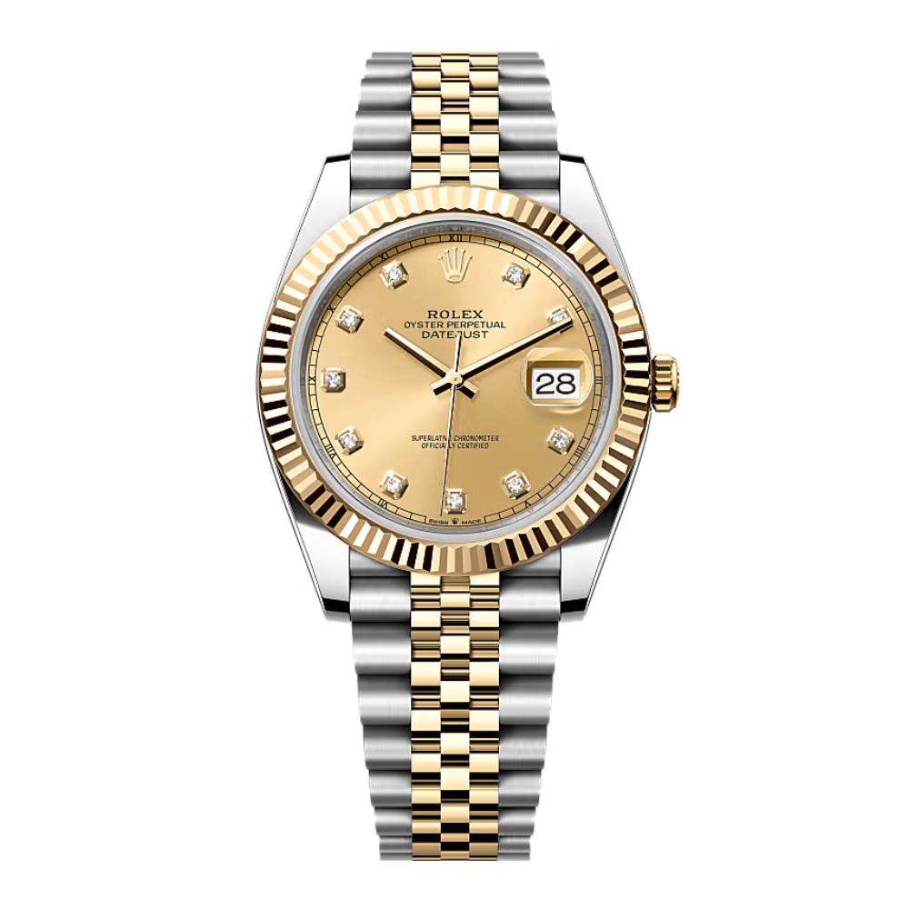 Rolex Datejust 41mm - Ref: 126333-0012 - Champagne Diamond Dial, Two Tone Stainless Steel & 18K Yellow Gold Jubilee Bracelet Men's Watch