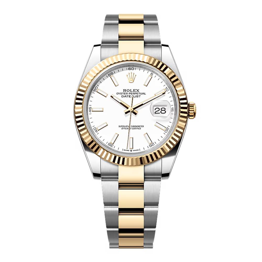 Rolex Datejust 41mm - Ref: 126333-0015 - White Stick Dial, Two Tone Stainless Steel & 18K Yellow Gold Oyster Bracelet Men's Watch