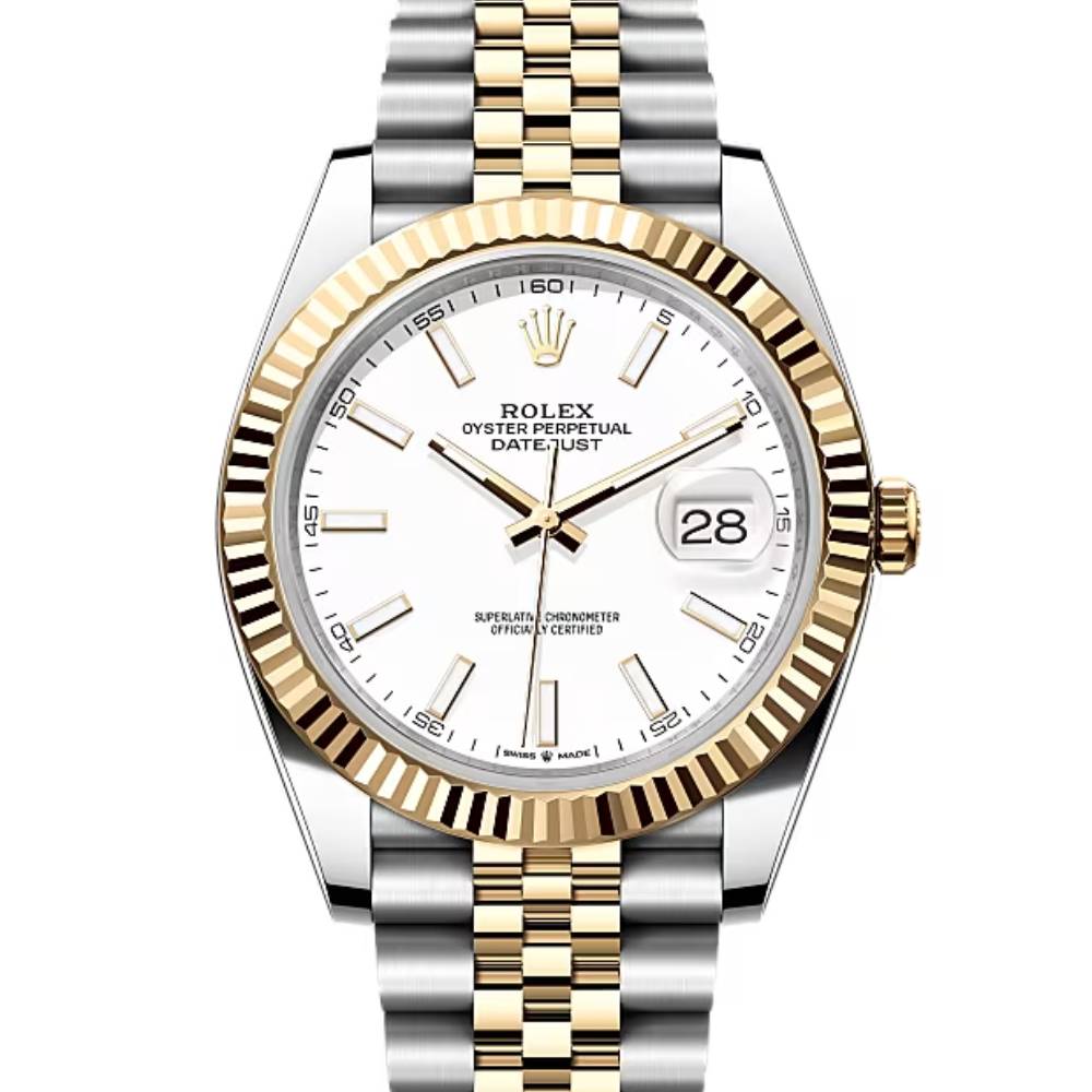 Rolex Datejust 41mm - Ref: 126333-0016 - White Stick Dial, Two Tone Stainless Steel & 18K Yellow Gold Jubilee Bracelet Men's Watch