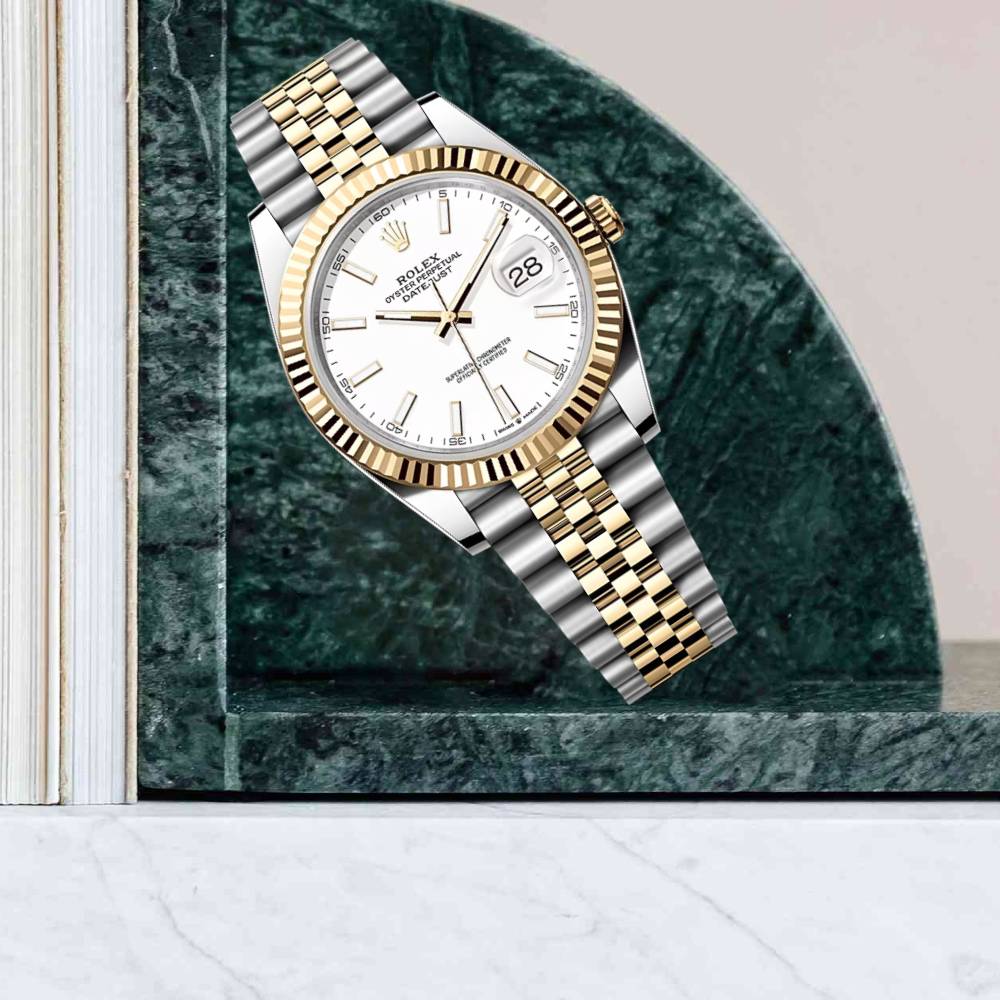 Rolex Datejust 41mm - Ref: 126333-0016 - White Stick Dial, Two Tone Stainless Steel & 18K Yellow Gold Jubilee Bracelet Men's Watch