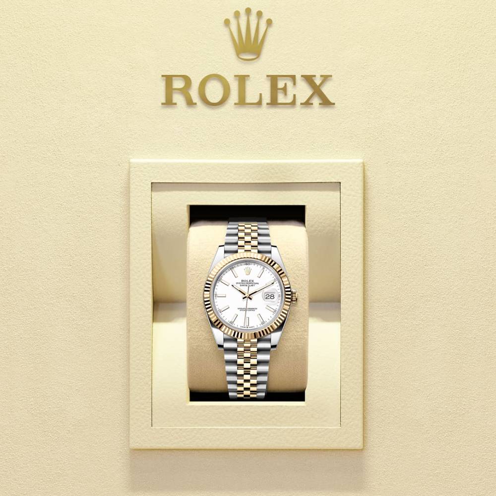 Rolex Datejust 41mm - Ref: 126333-0016 - White Stick Dial, Two Tone Stainless Steel & 18K Yellow Gold Jubilee Bracelet Men's Watch