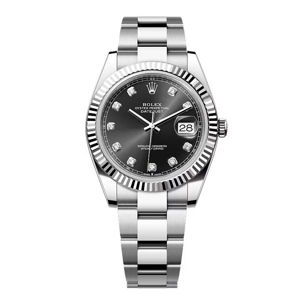 Rolex Datejust 41mm - Ref: 126334-0011 - Black Diamond Dial, Stainless Steel Oyster Bracelet Men's Watch