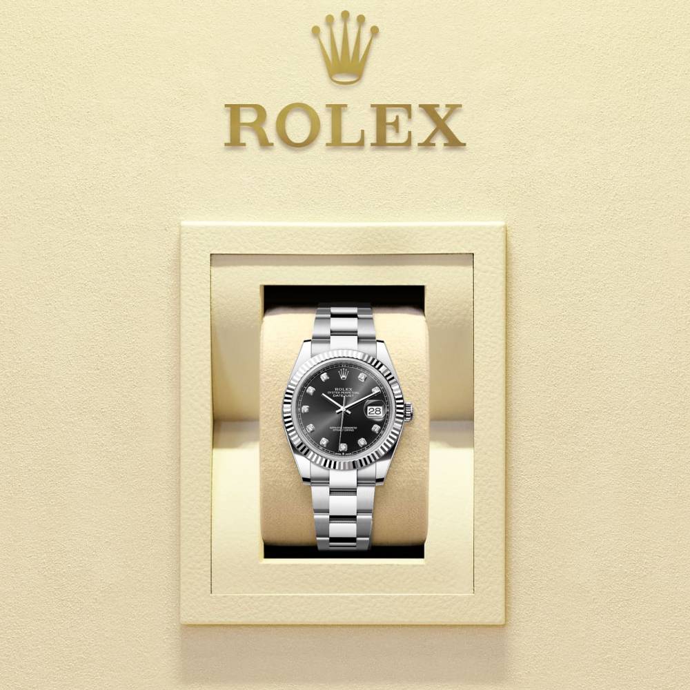 Rolex Datejust 41mm - Ref: 126334-0011 - Black Diamond Dial, Stainless Steel Oyster Bracelet Men's Watch