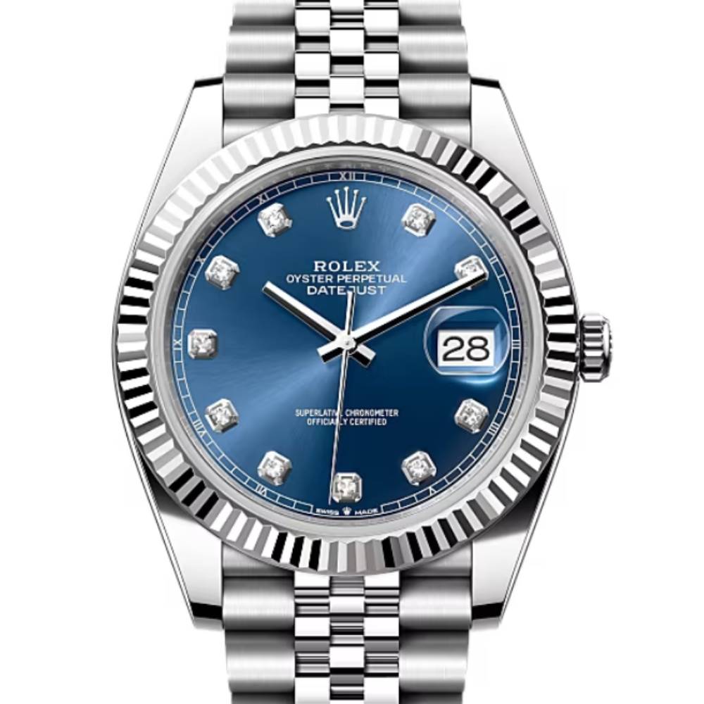 Rolex Datejust 41mm - Ref: 126334-0016 - Blue Diamond Dial, Stainless Steel Jubilee Bracelet Men's Watch