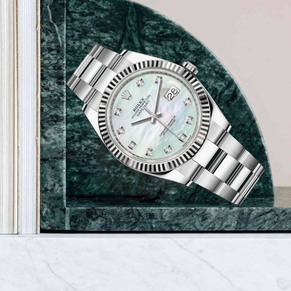 Rolex Datejust 41mm - Ref: 126334-0019 - White Mother of Pearl Diamond Dial, Stainless Steel Oyster Bracelet Men's Watch