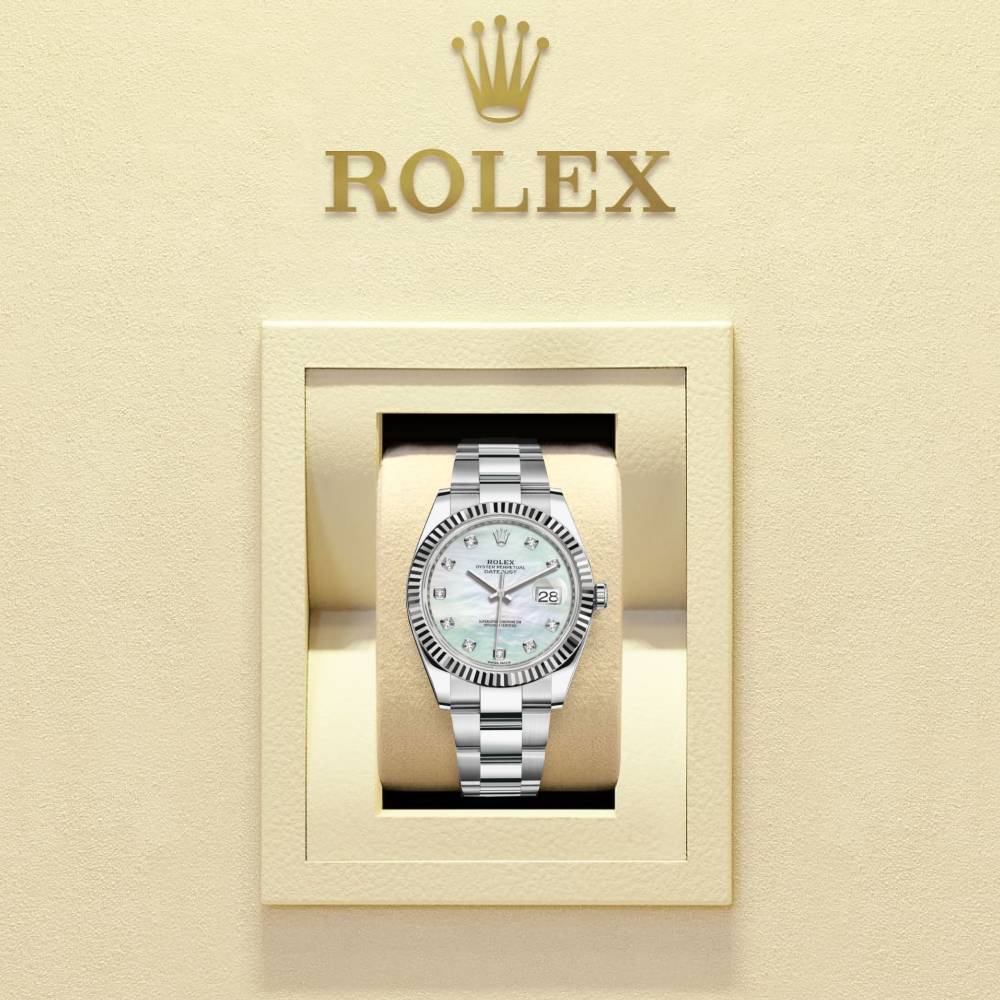 Rolex Datejust 41mm - Ref: 126334-0019 - White Mother of Pearl Diamond Dial, Stainless Steel Oyster Bracelet Men's Watch