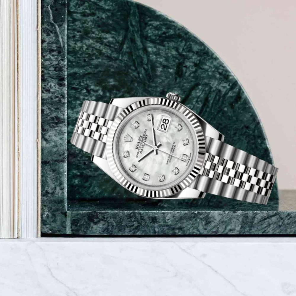 Rolex Datejust 41mm - Ref: 126334-0020 - White Mother of Pearl Diamond Dial, Stainless Steel Jubilee Bracelet Men's Watch