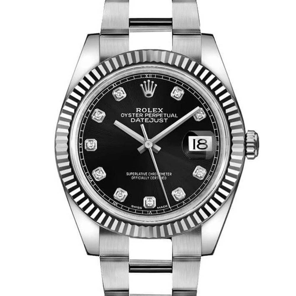 Rolex Datejust 41mm - Ref: 126334 - Black Diamond Dial, Stainless Steel Oyster Bracelet Men's Watch