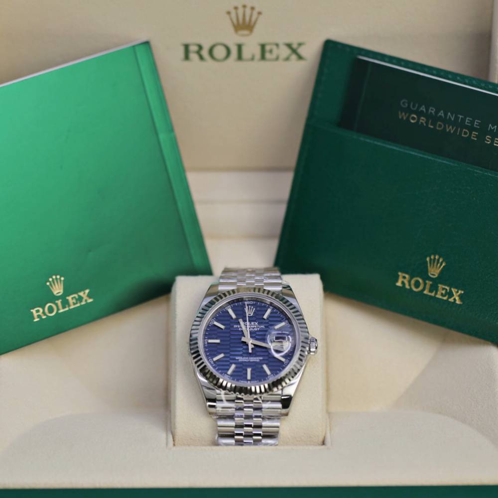 Rolex-Datejust-41mm-Ref-126334-Blue-Motif-Dial-Stainless-Steel-Jubilee-Bracelet-Men’s-Watch