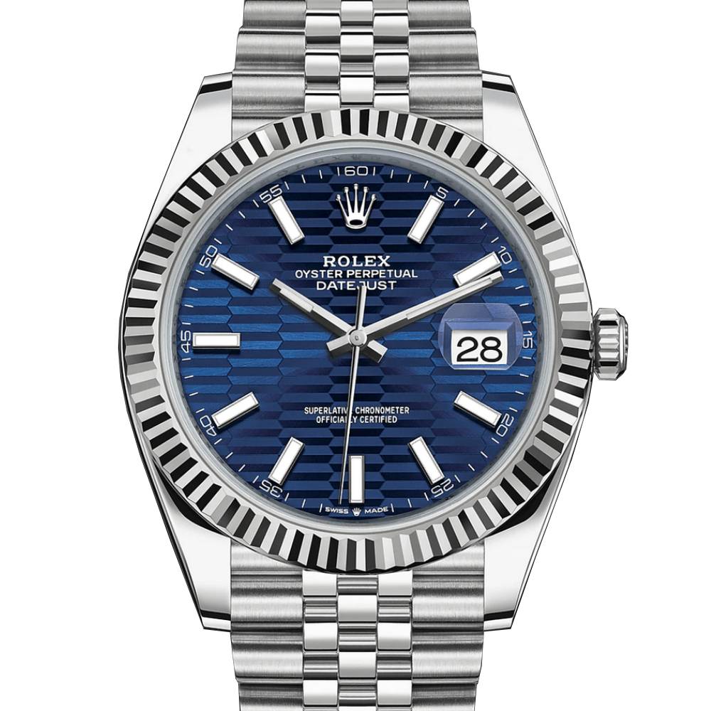 Rolex-Datejust-41mm-Ref-126334-Blue-Motif-Dial-Stainless-Steel-Jubilee-Bracelet-Men’s-Watch