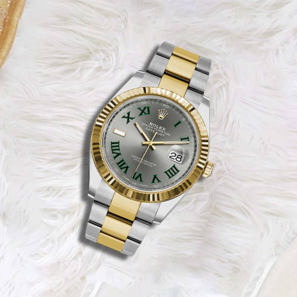 Rolex Datejust 41mm - Ref: ROL-70006 - Wimbledon Slate Dial, Two Tone Stainless Steel & 18K Yellow Gold Oyster Bracelet Men's Watch