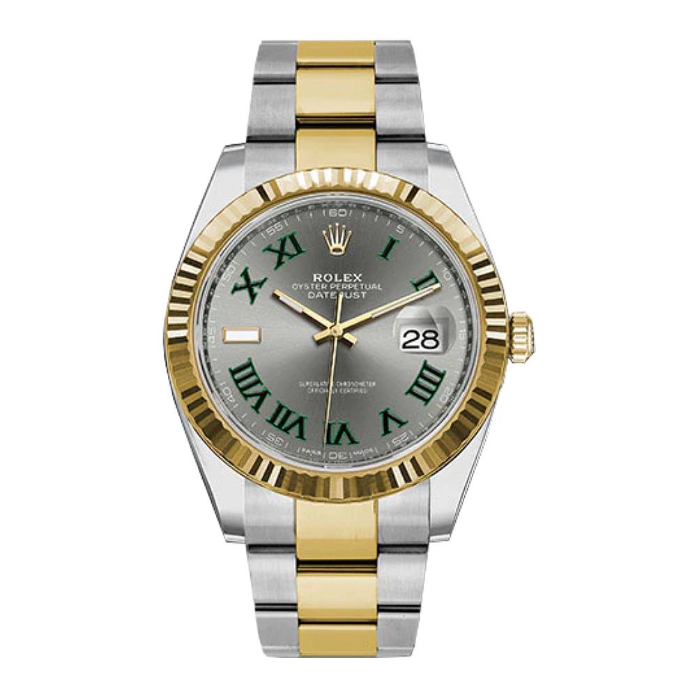 Rolex Datejust 41mm - Ref: ROL-70006 - Wimbledon Slate Dial, Two Tone Stainless Steel & 18K Yellow Gold Oyster Bracelet Men's Watch