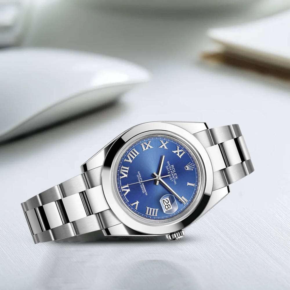 Rolex Datejust II 41mm - Ref: 116300 blro - Blue Roman Dial, Stainless Steel Oyster Bracelet Men's Watch