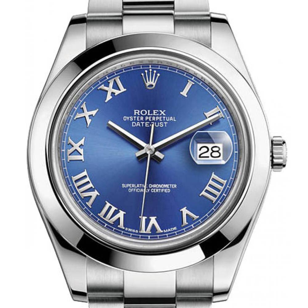 Rolex Datejust II 41mm - Ref: 116300 blro - Blue Roman Dial, Stainless Steel Oyster Bracelet Men's Watch