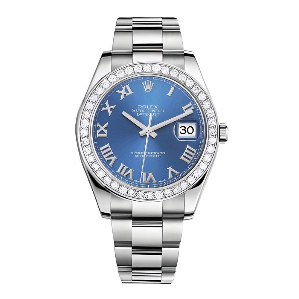 Rolex Datejust II 41mm - Ref: 116300 db - Blue Dial & Diamond Bezel, Stainless Steel Oyster Bracelet Men's Watch
