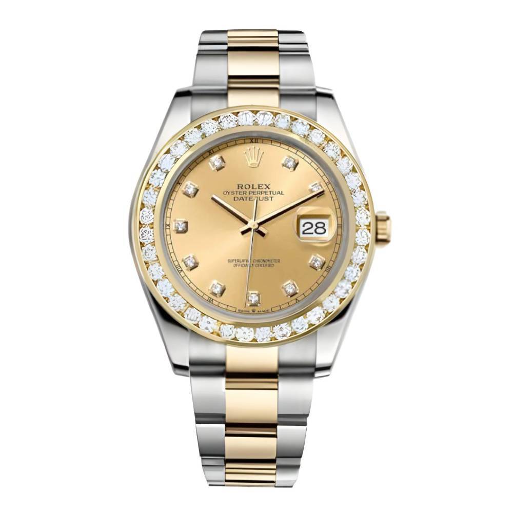 Rolex Datejust II 41mm - Ref: 116300CDOFDB - Champagne Diamond Dial & Diamond Bezel, Two Tone Stainless Steel & 18K Yellow Gold Oyster Bracelet Men's Watch