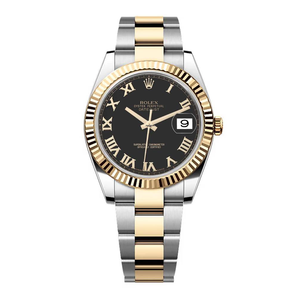 Rolex Datejust II 41mm - Ref: 116333 bkro - Black Roman Dial, Two Tone Stainless Steel & 18K Yellow Gold Oyster Bracelet Men's Watch