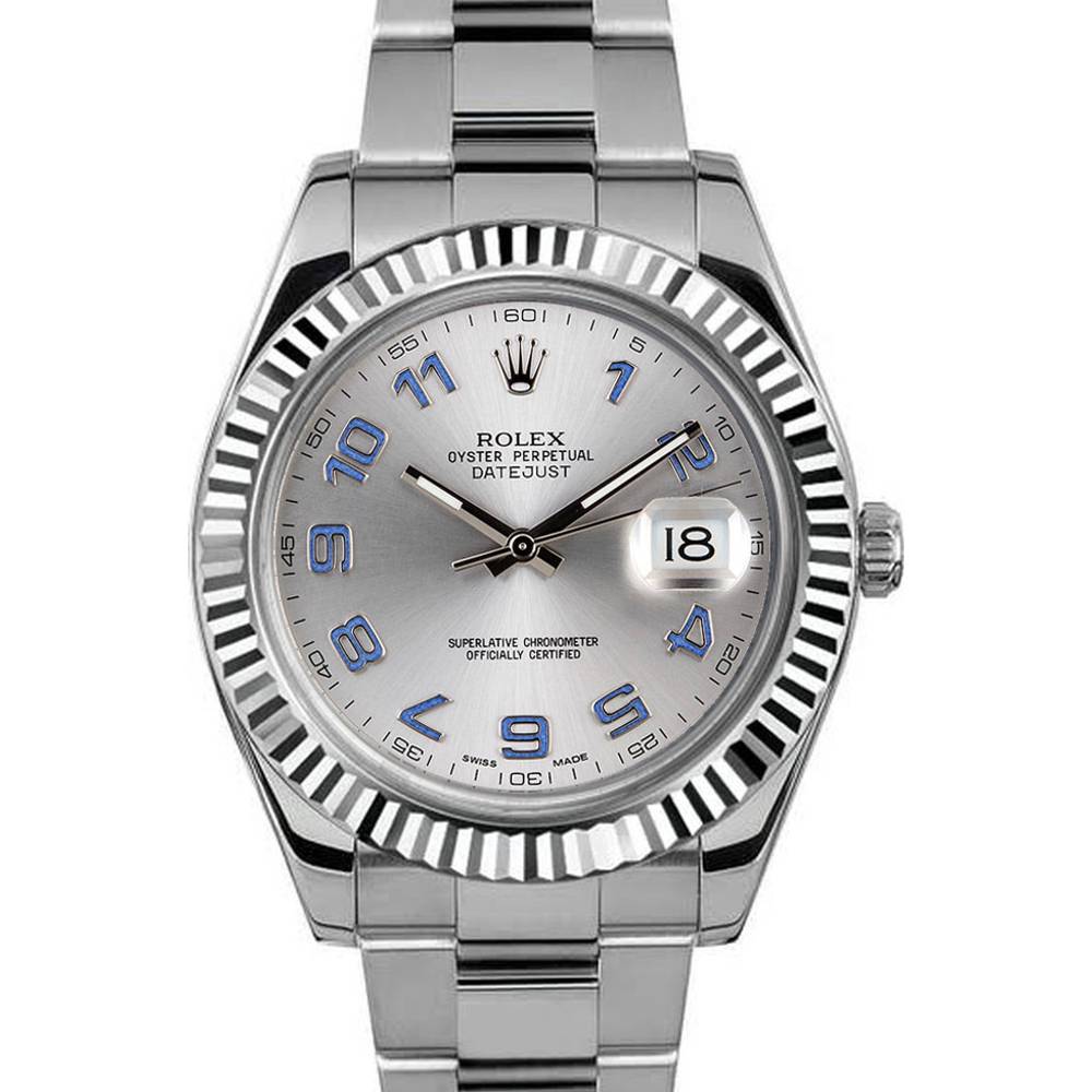 Rolex Datejust II 41mm - Ref: 116334 rblao - Silver Diamond Dial, Stainless Steel Oyster Bracelet Men's Watch