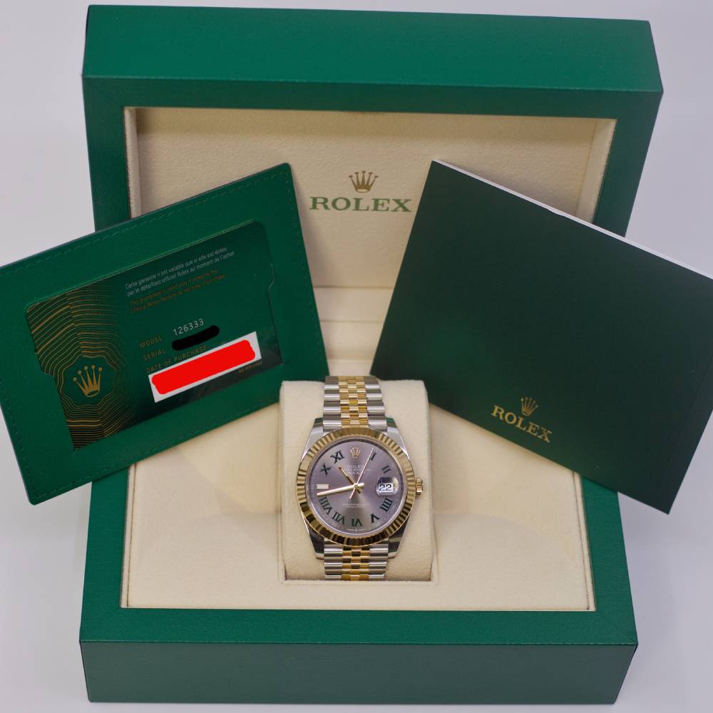 Rolex Datejust 41mm - Ref: 126333-0020 - Slate Grey Wimbledon Roman Dial & Fluted Bezel, Two Tone Stainless Steel & 18K Yellow Gold Jubilee Bracelet Men's Watch