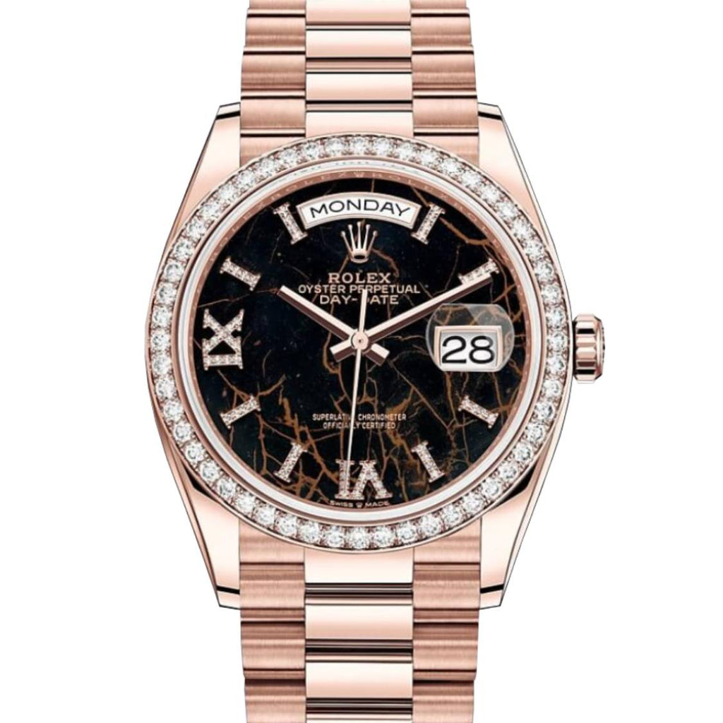 Rolex Day Date 36mm - Ref: 128345rbr-0044 - Eisenkiesel Diamond Dial & Diamond Bezel, 18K Rose Gold President Bracelet Watch