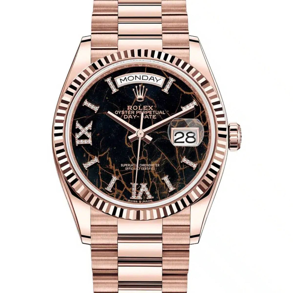 Rolex Day-Date 36mm | 18k Everose Gold Presidential bracelet | Eisenkiesel Diamond dial | Men's Watch 128235-0041