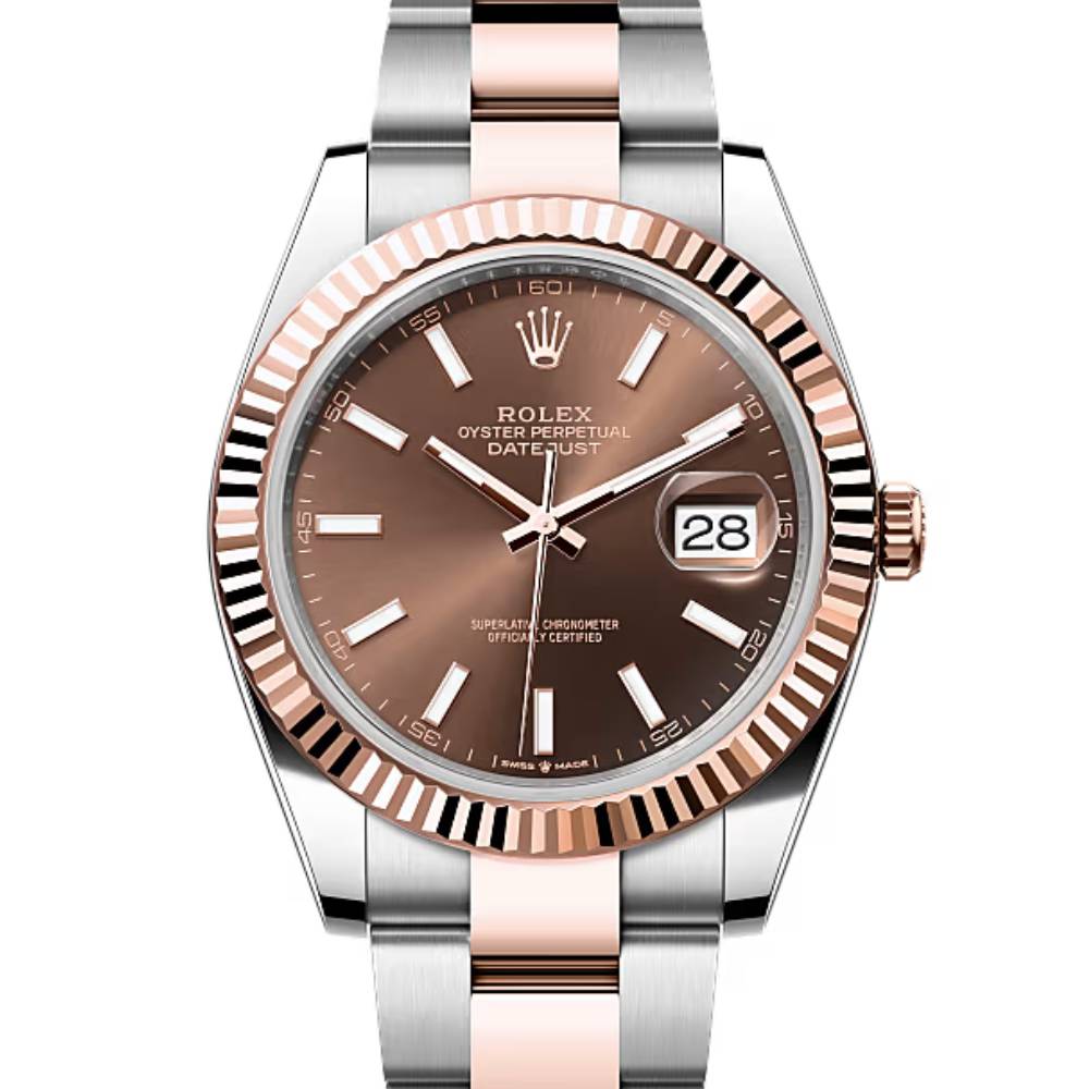 Rolex Datejust 41mm - Ref: 126331-0001 - Chocolate Stick Dial, Two Tone Stainless Steel & 18K Rose Gold Oyster Bracelet Men's Watch