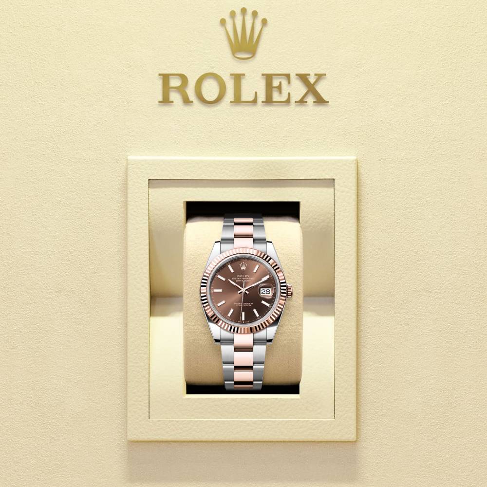 Rolex Datejust 41mm - Ref: 126331-0001 - Chocolate Stick Dial, Two Tone Stainless Steel & 18K Rose Gold Oyster Bracelet Men's Watch