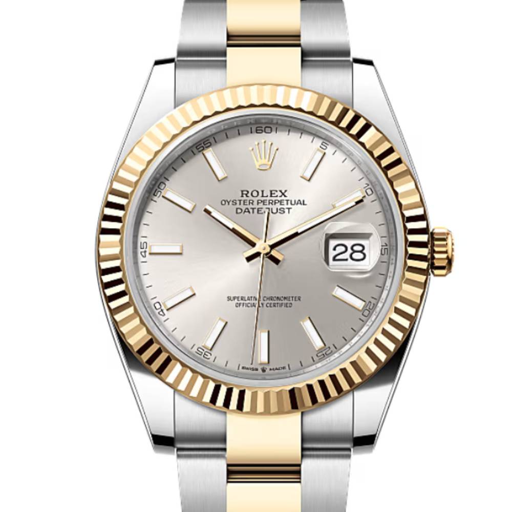 Rolex Datejust 41mm - Ref: 126333-0001 - Silver Diamond Dial, Two Tone Stainless Steel & 18K Yellow Gold Oyster Bracelet Men's Watch