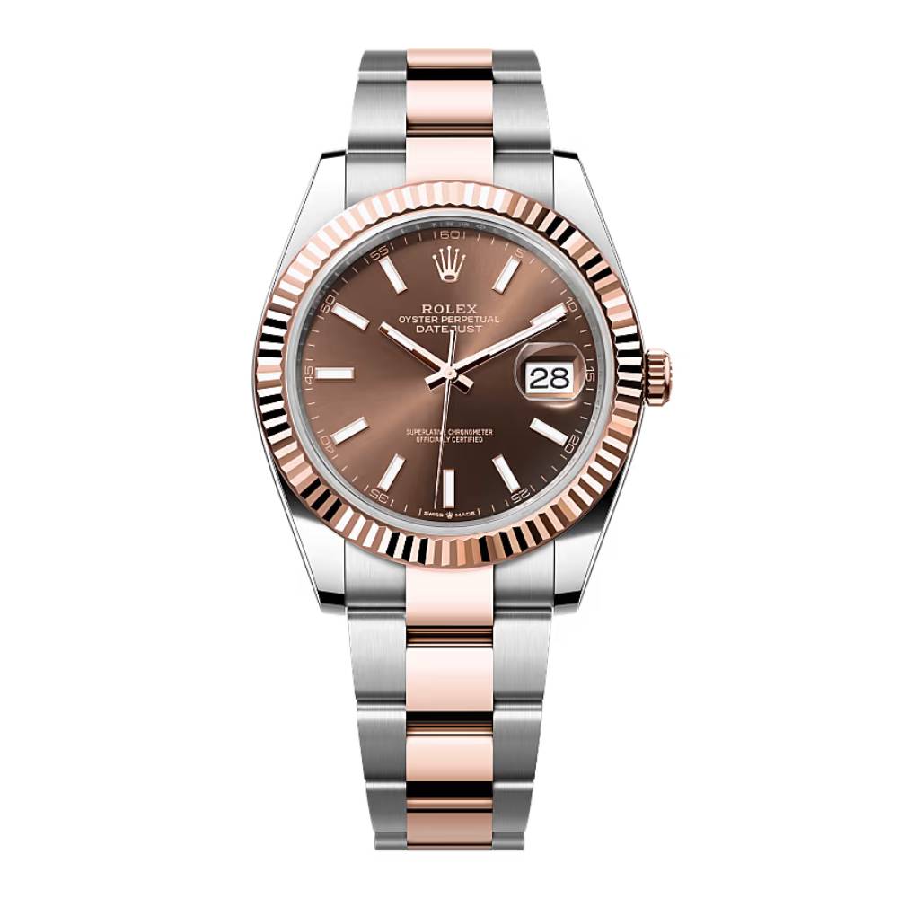 Rolex Datejust 41mm - Ref: 126331-0001 - Chocolate Stick Dial, Two Tone Stainless Steel & 18K Rose Gold Oyster Bracelet Men's Watch