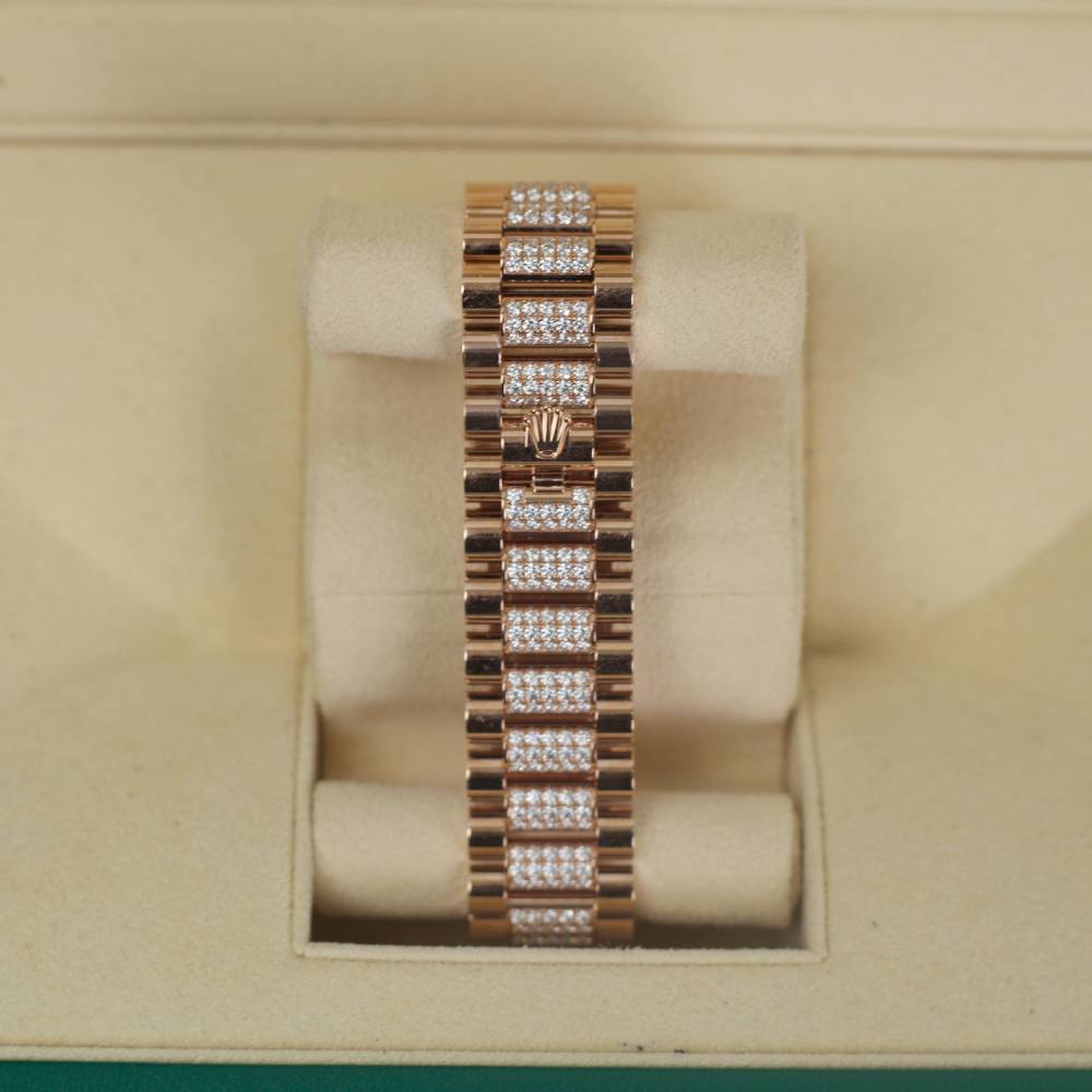 Rolex Day Date 36mm - Ref: 128345rbr-0041 - Brown Ombre Diamond Dial & Diamond Bezel, 18K Rose Gold & Diamonds President Bracelet Watch