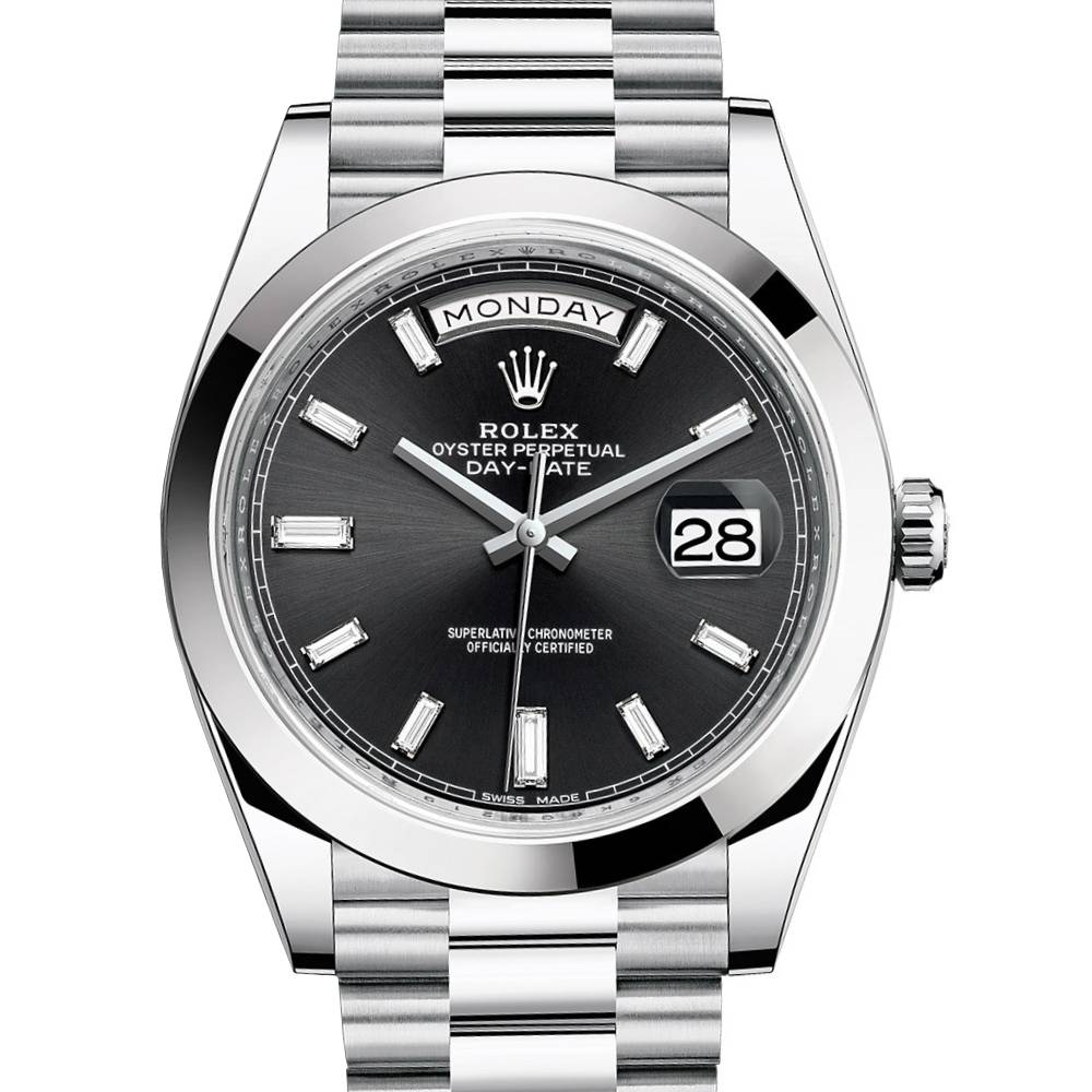 Rolex Day Date 40mm - Ref: 228206-0013 - Black Diamond Dial, Platinum President Bracelet Men's Watch